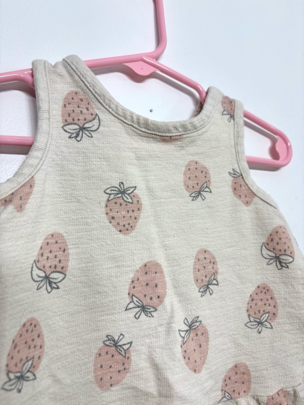 Carter’s 9M Strawberry Top - Baby Girl Ruffle Tank - Organic Cotton - Picture 2 of 7
